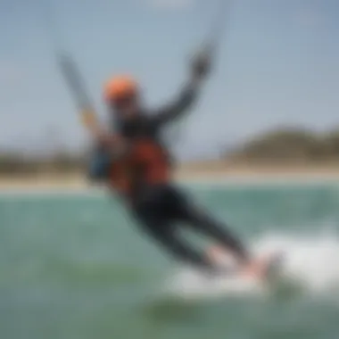 A beginner safely practicing kiteboarding techniques