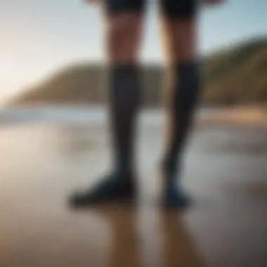 Different styles of wetsuit socks displayed