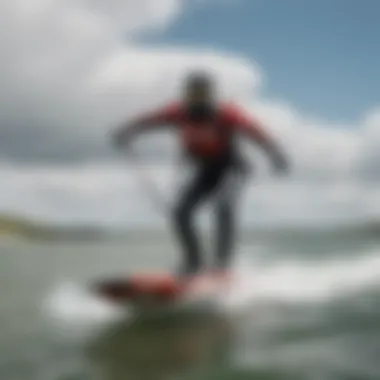 Kiteboarder in a drysuit on UK waters