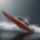 A close-up view of a high-performance hydrofoil showcasing its intricate design.