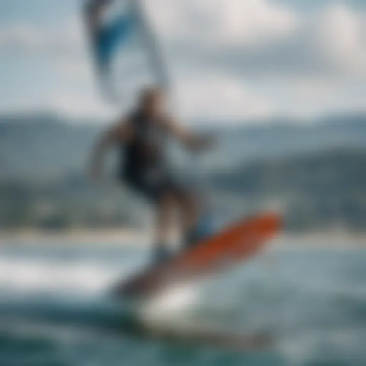 A kiteboarder selecting a hydrofoil, highlighting the decision-making process.