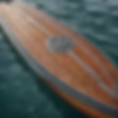 Close-up of hydrofoil surfboard construction