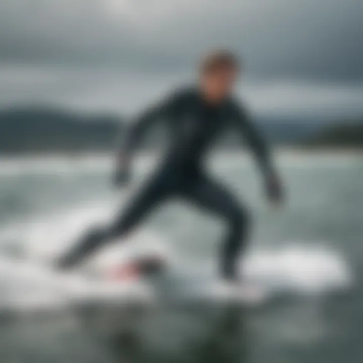 Kiteboarder wearing a wetsuit in various water temperatures