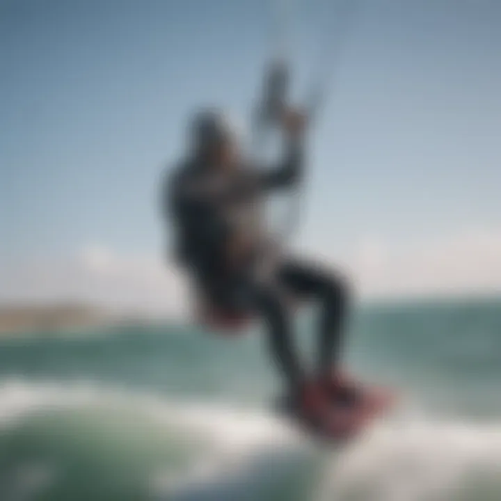 Kitesurfer in action, effectively utilizing a seat harness on the water