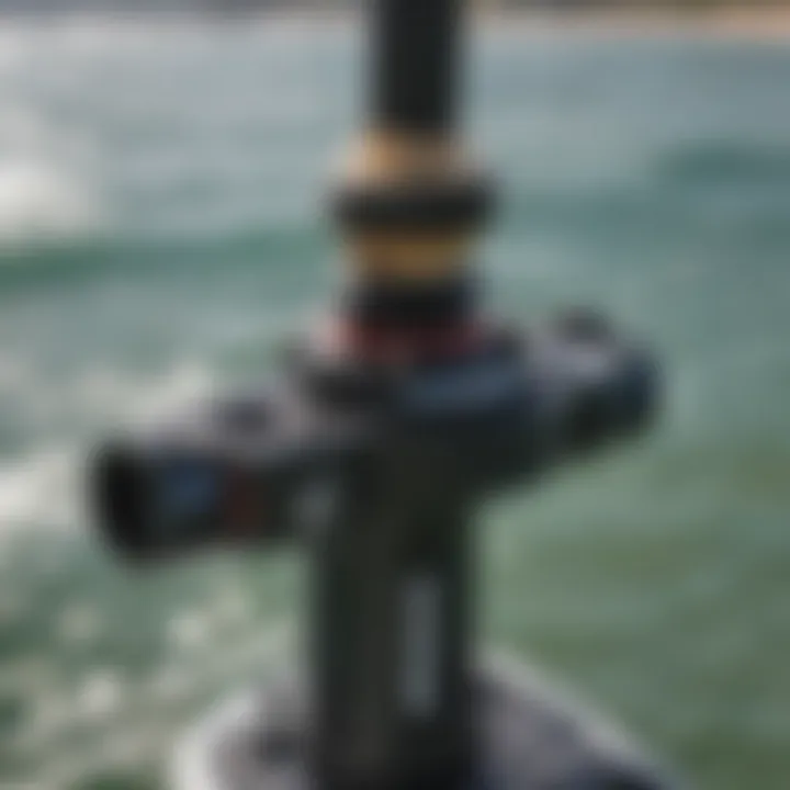 Close-up view of a SUP valve adapter for kiteboarding gear