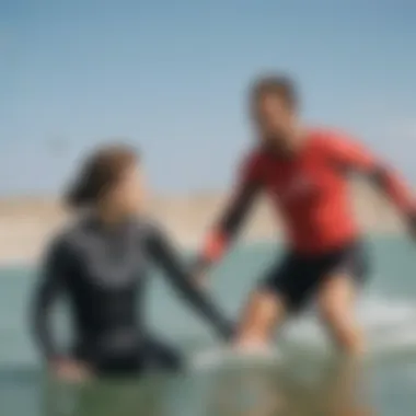 Kiteboarding instructor wearing a rash guard during a lesson