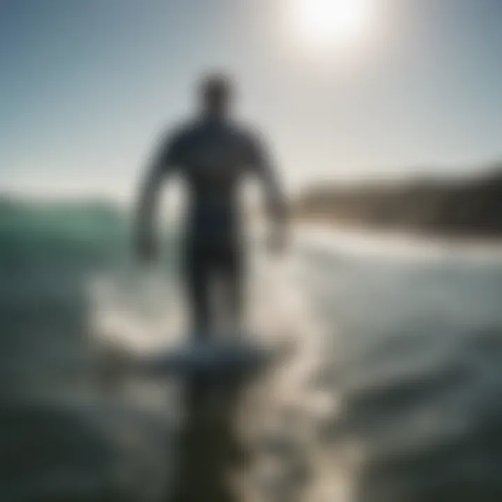 Surfer in varying water temperatures wearing a wetsuit