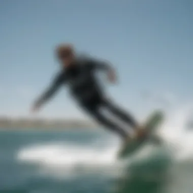 A kiteboarder executing advanced maneuvers on a starboard foil board, showcasing performance.