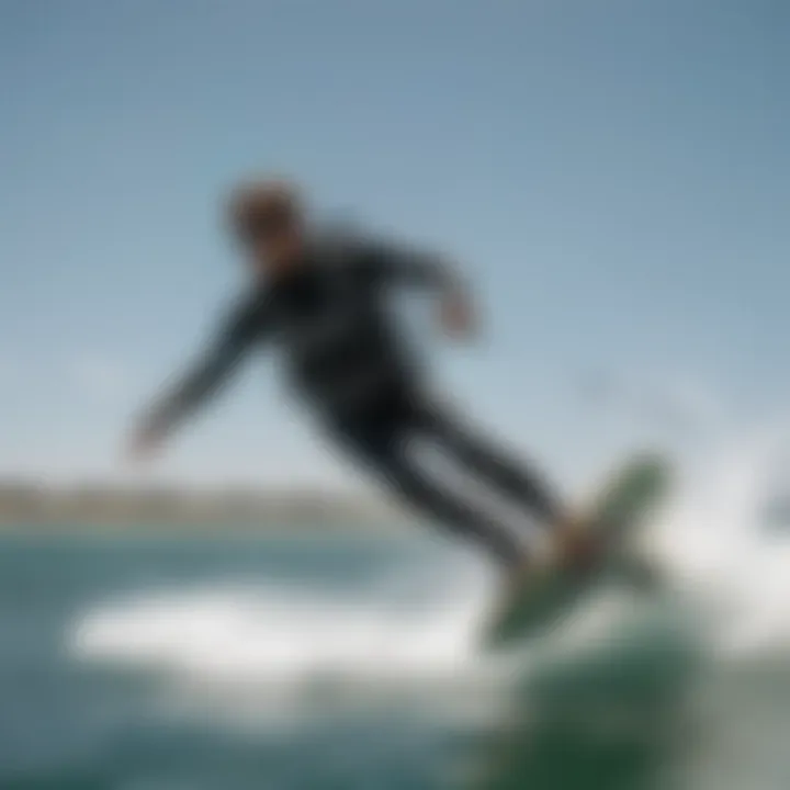 A kiteboarder executing advanced maneuvers on a starboard foil board, showcasing performance.