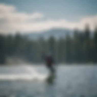 Kiteboarder navigating the waters of Shelton, WA under clear skies