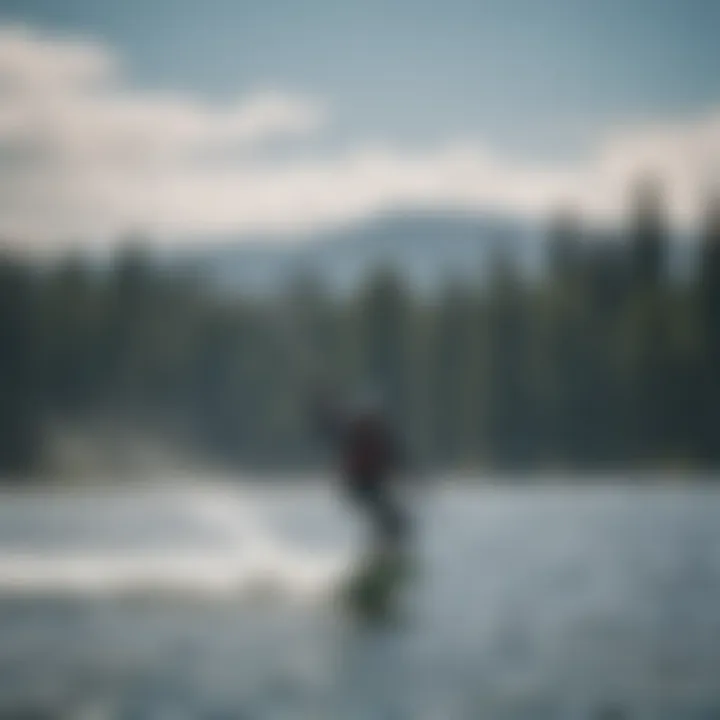 Kiteboarder navigating the waters of Shelton, WA under clear skies