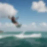 Kiteboarder gliding over the ocean waters of Key West