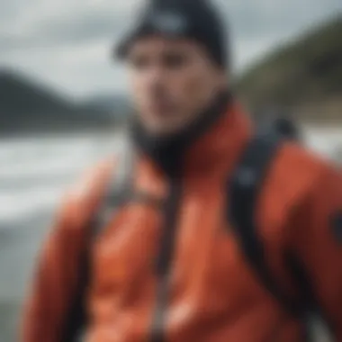 Close-up of dry suit material showcasing durability