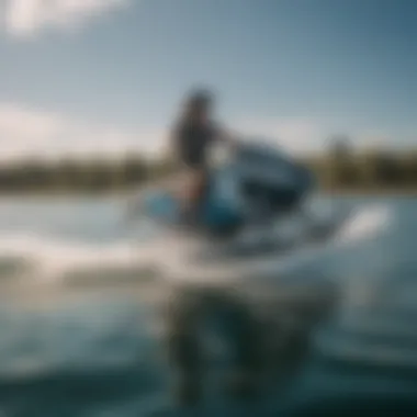 An aerial view of a rider effortlessly gliding on water with a wing foil.