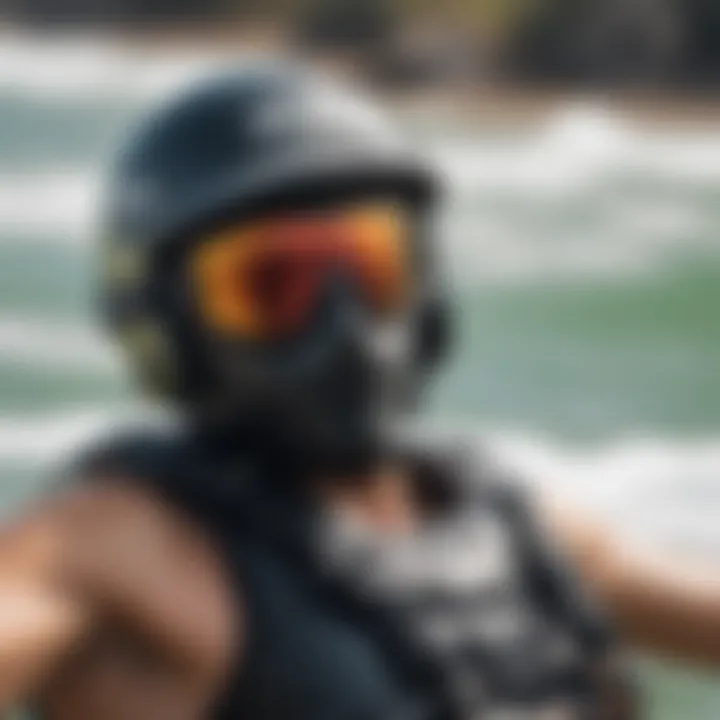 Close-up of advanced woo kiteboarding gear and performance tracker